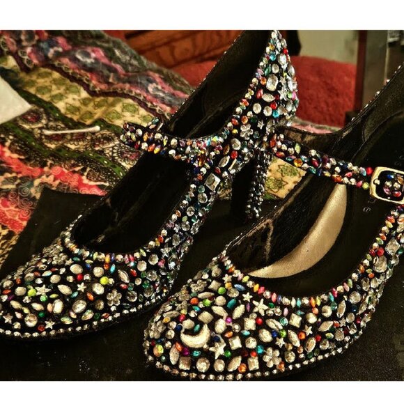 Black Rhinestone Covered Heels - Picture 2 of 9